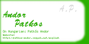 andor patkos business card